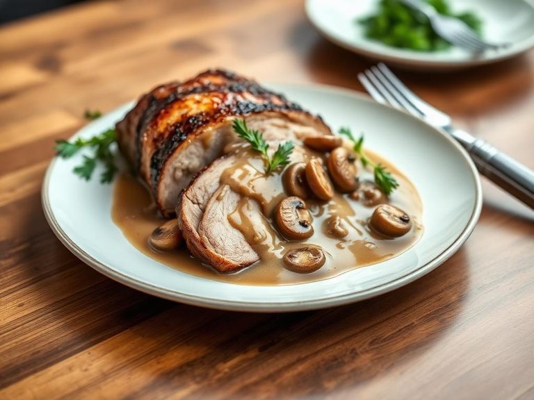 Pork Loin with Mushroom Gravy