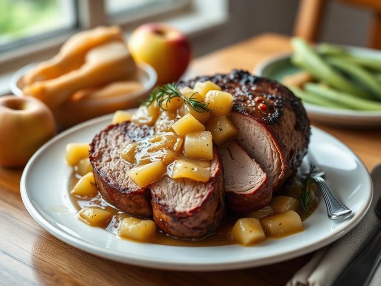 Pork roast with applesauce