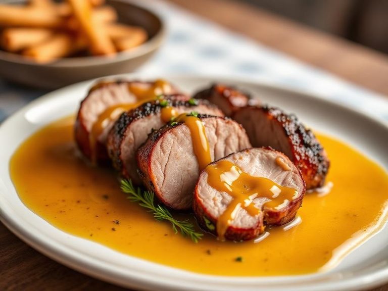 Pork tenderloin with mustard glaze