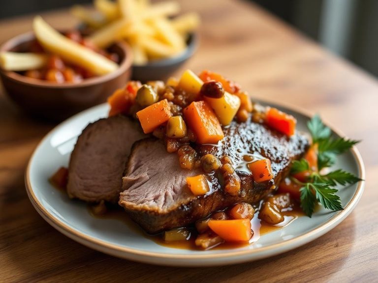 Pork with fruit chutney
