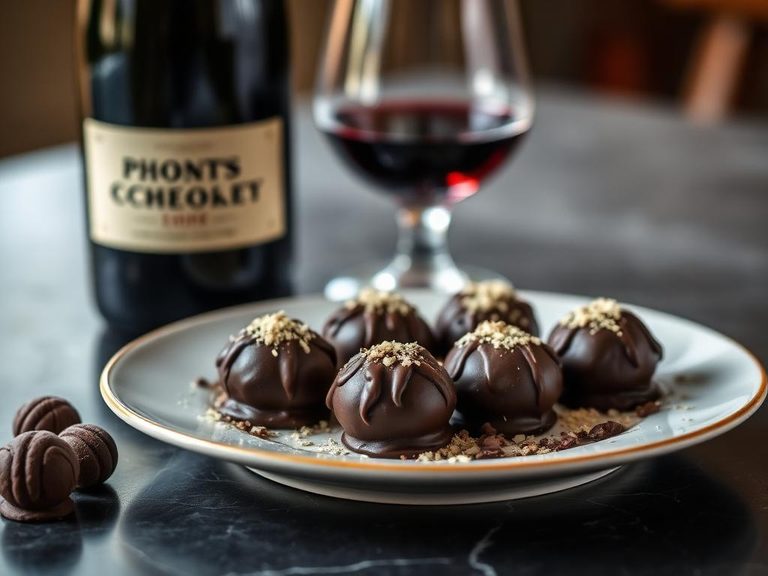 Port wine with dark chocolate truffles