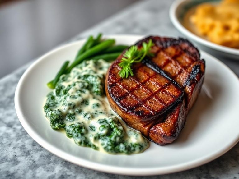 Porterhouse Steak with Creamed Spinach