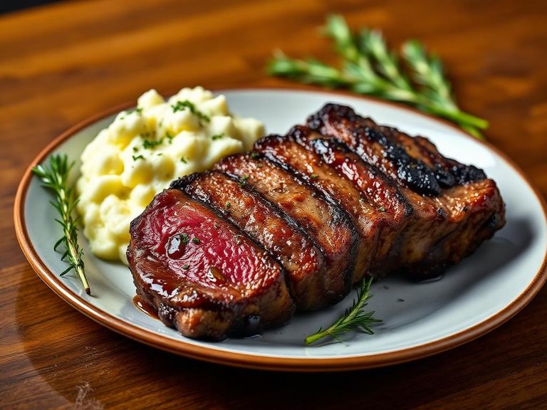 Porterhouse Steak with Roasted Garlic Mashed Potatoes