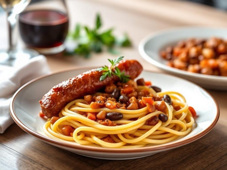 Portuguese Chouriço with Beans and Pasta