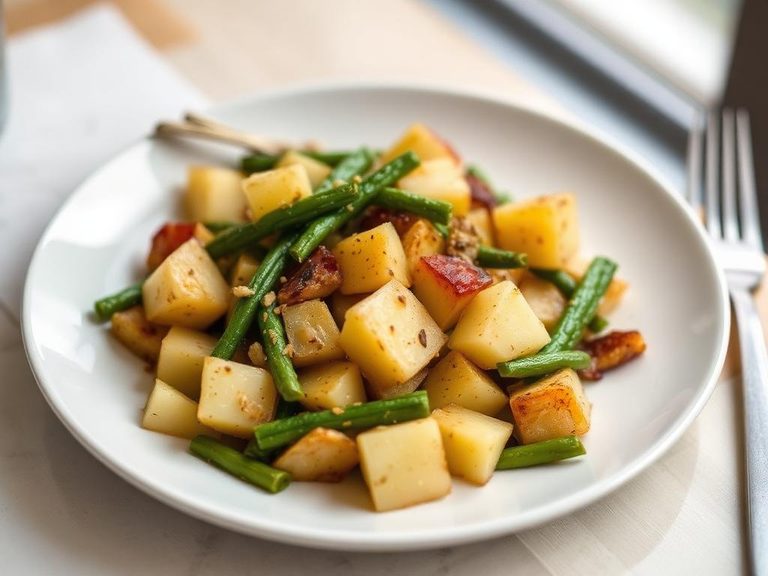 Potato and green bean hash