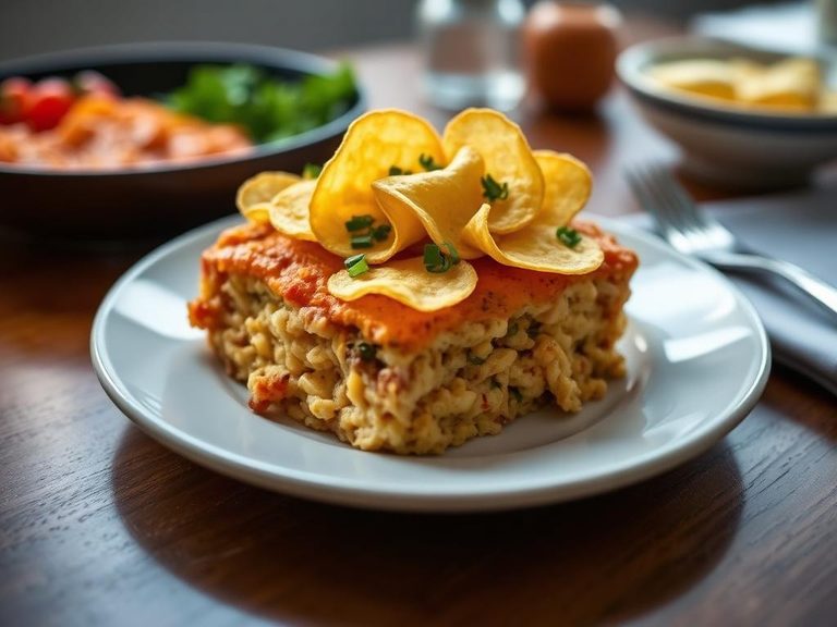 Potato chip-topped casserole