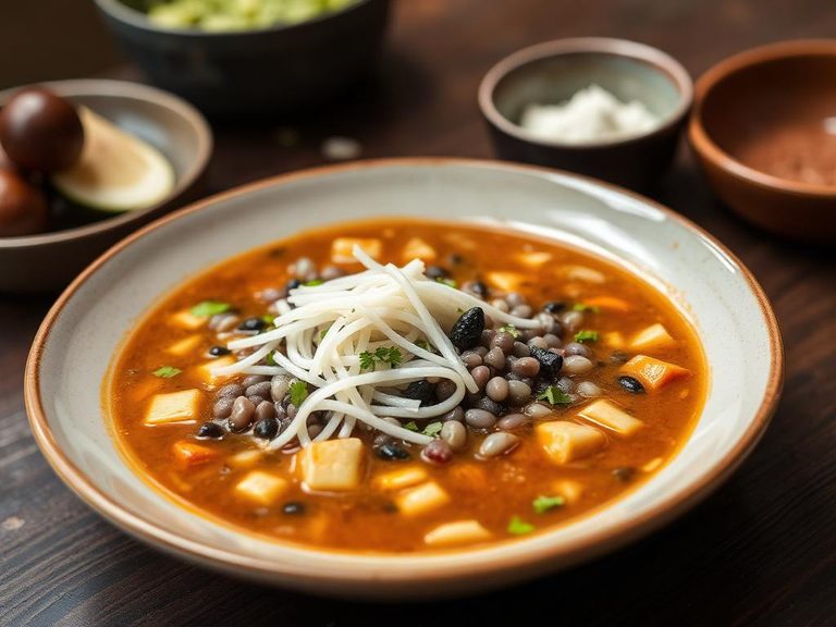 Pozole with blue corn hominy