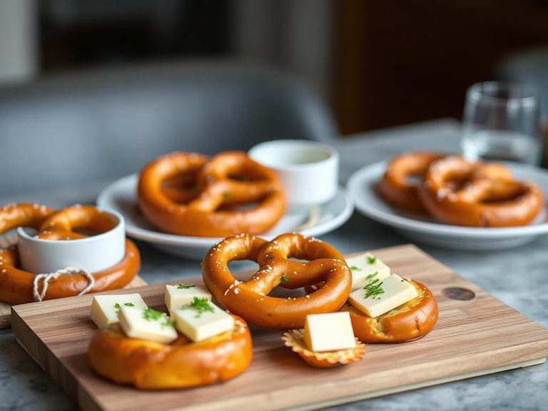 Pretzel and cheese appetizer platters