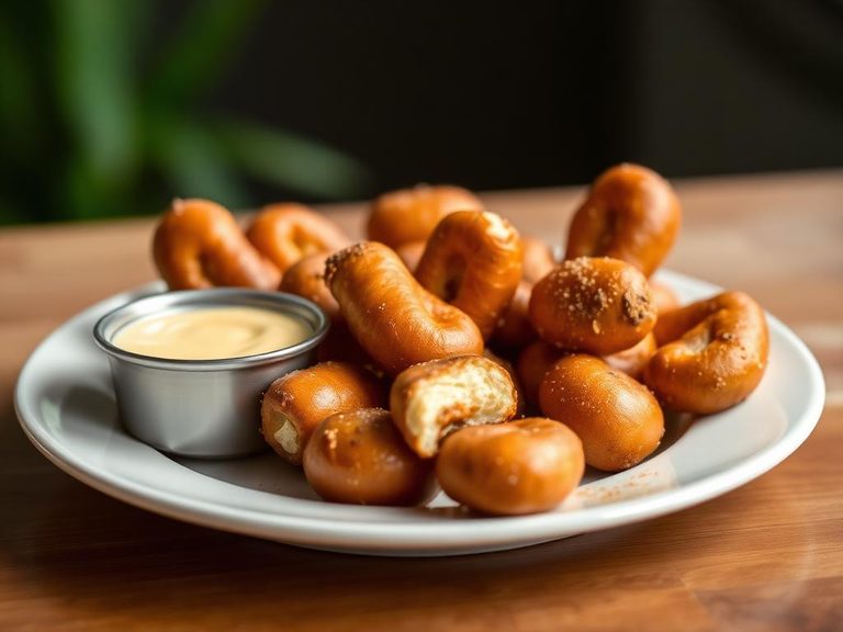 Pretzel bites with cheese dip