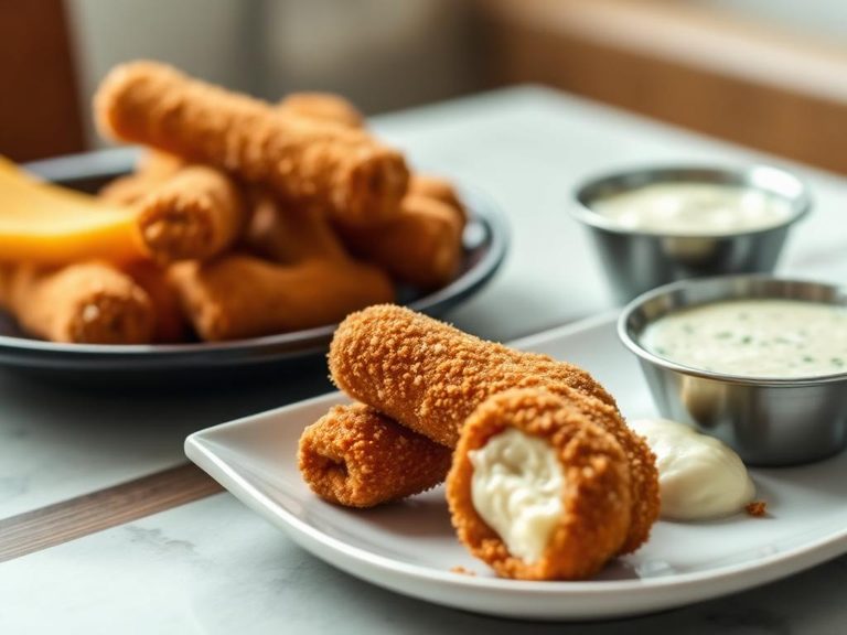 Pretzel-breaded mozzarella sticks