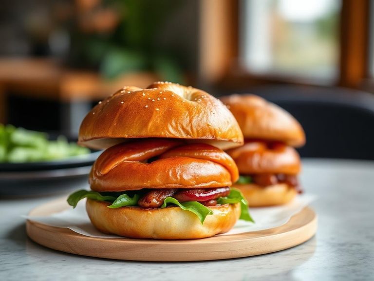 Pretzel bun sandwiches