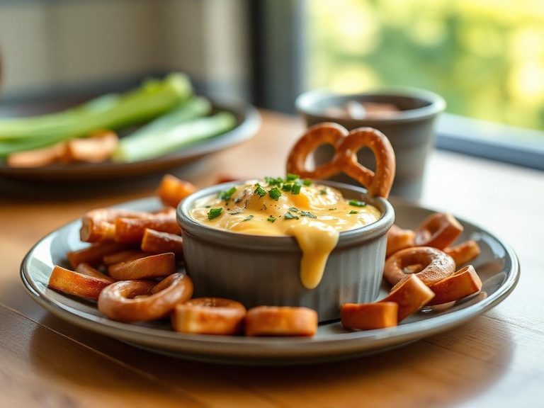 Pretzel cheese dip (with soft pretzel dippers)