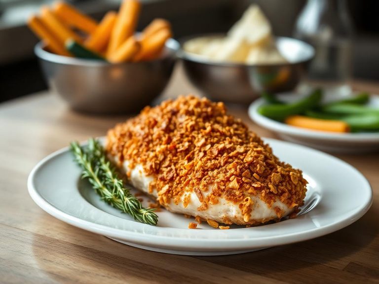 Pretzel chip crust for baked chicken or fish