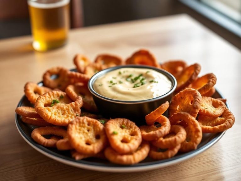 Pretzel chips with beer cheese dip