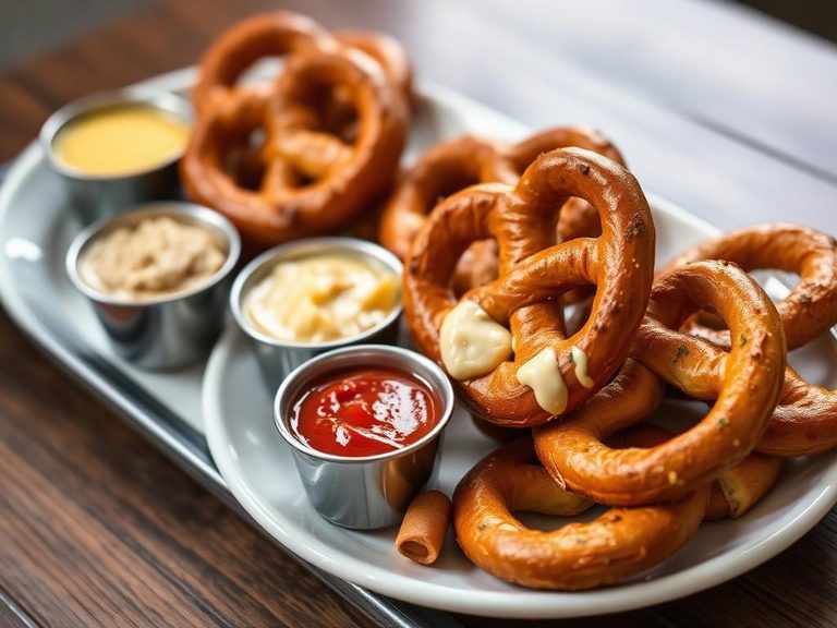 Pretzel dips with beer cheese or mustard