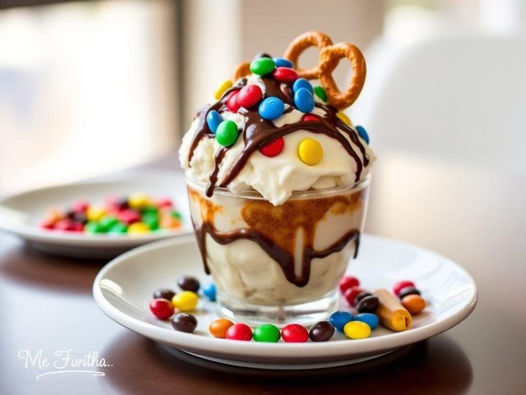 Pretzel M&M Ice Cream Sundae