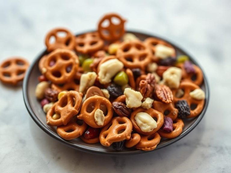 Pretzel snack mix (with nuts and dried fruit)