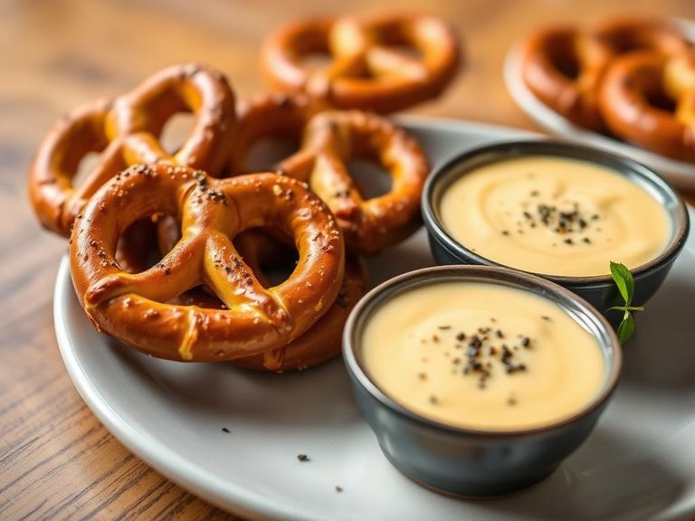 Pretzel snacks with beer cheese dip