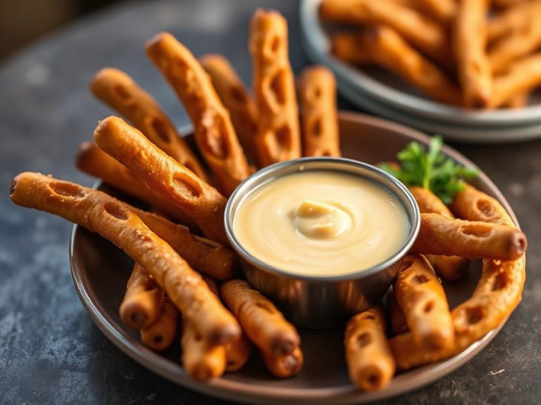 Pretzel sticks with beer cheese dip