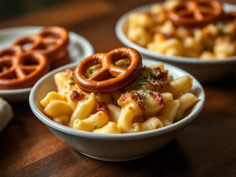 Pretzel-topped casserole or mac and cheese