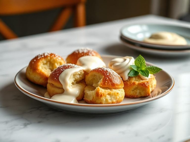 Profiteroles with crème anglaise