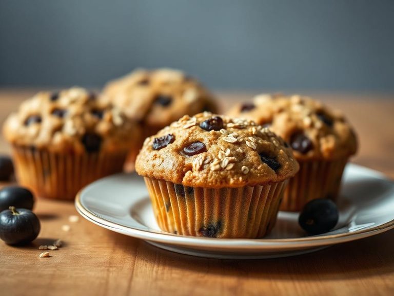 Prune and oatmeal muffins