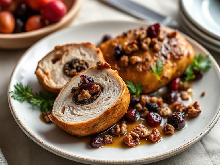 Prune and Walnut Stuffed Chicken