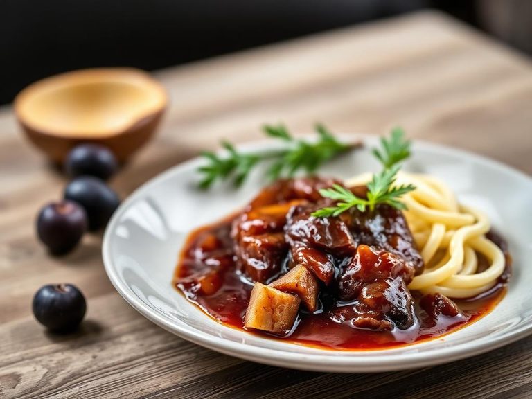 Prune sauce for meats (e.g., with duck or pork)