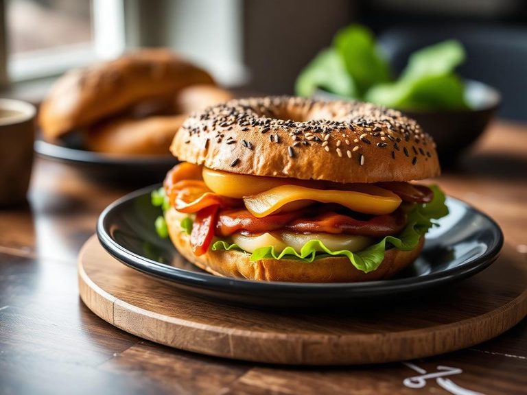 Pumpernickel bagel sandwich