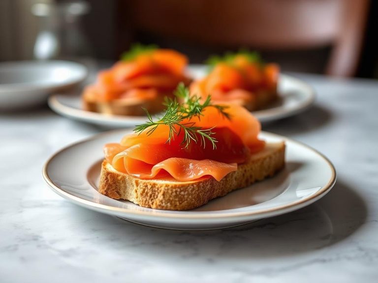 Pumpernickel bread with smoked salmon and dill