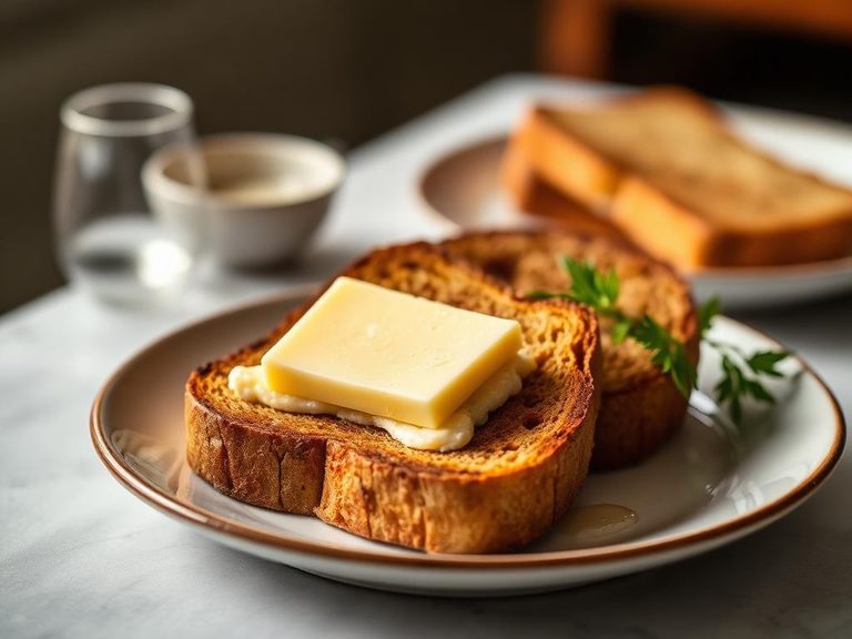 Pumpernickel Toast with Butter and Cheese