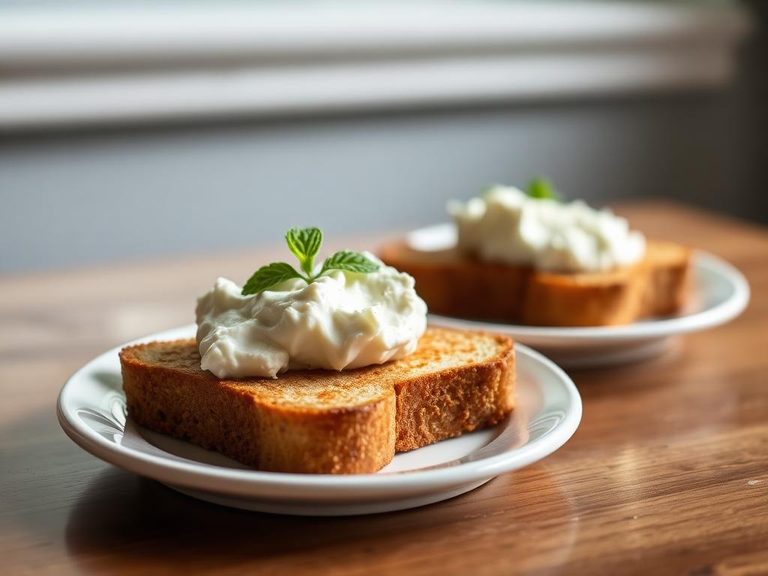 Pumpernickel toast with cream cheese