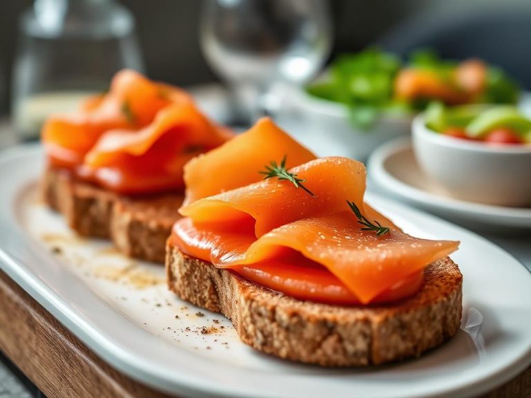 Pumpernickel with smoked salmon