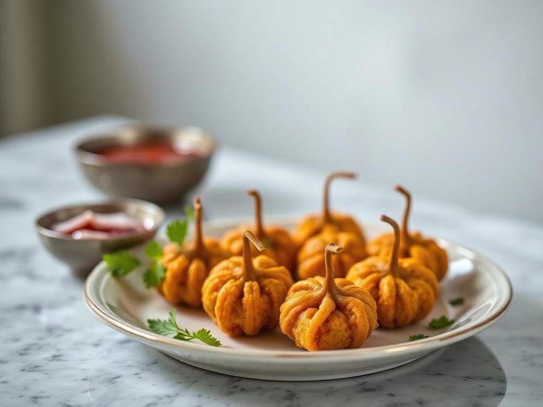 Pumpkin flower pakoras (India)