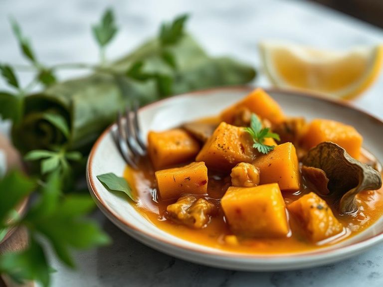 Pumpkin leaf and coconut milk stew