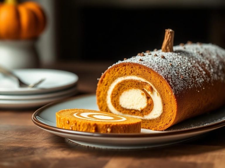 Pumpkin Roll (a sponge cake with pumpkin filling)