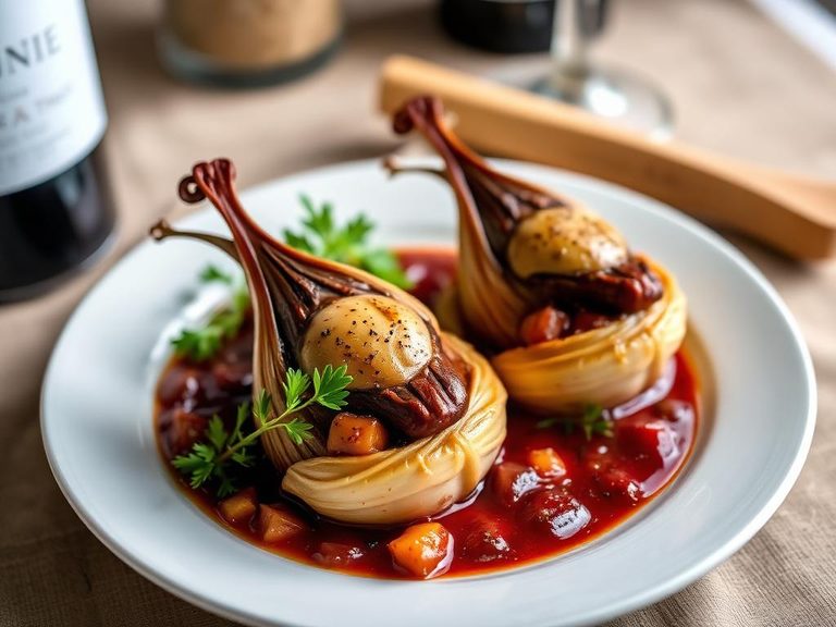 Quail in Red Wine Sauce