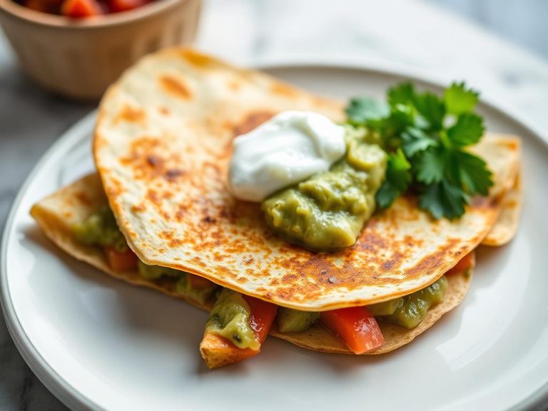 Quesadilla with Guacamole and Sour Cream