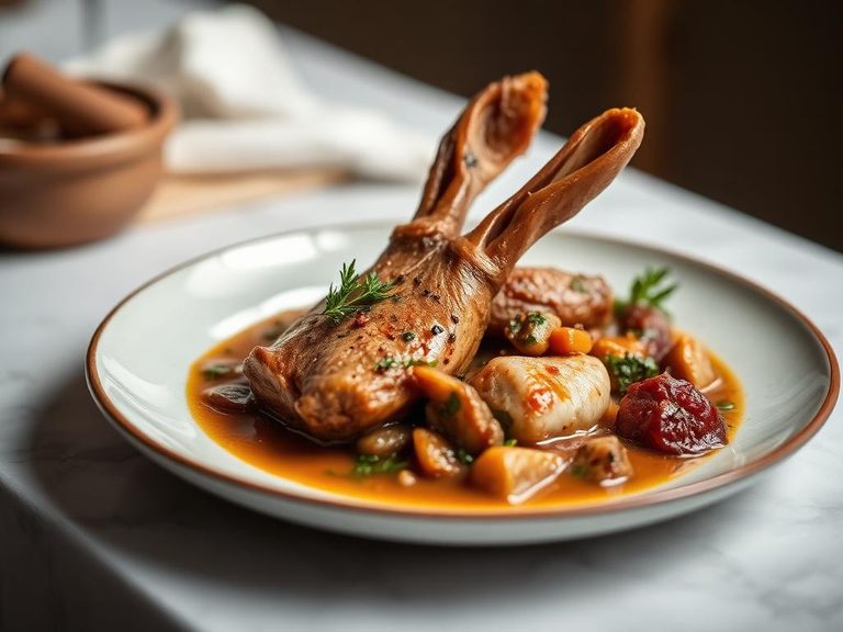 Rabbit stew with herbs and white wine