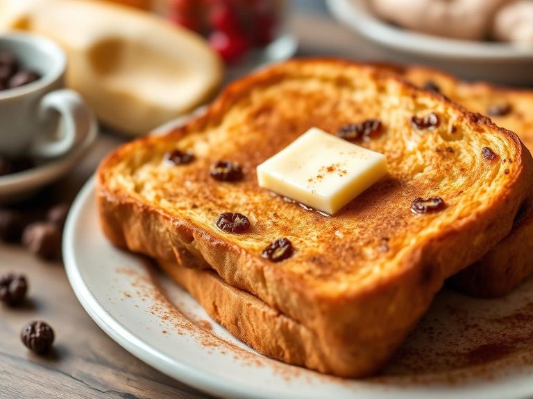 Raisin toast with butter and cinnamon