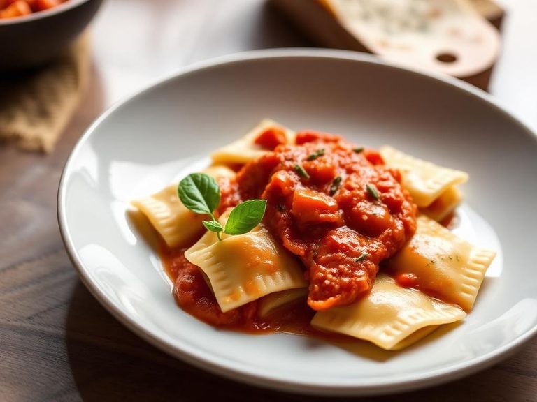Ravioli in Tomato Cream Sauce