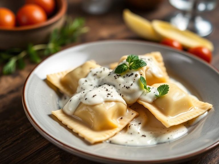 Ravioli with Cream Sauce