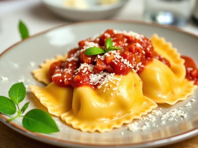 Ravioli with Marinara and Parmesan
