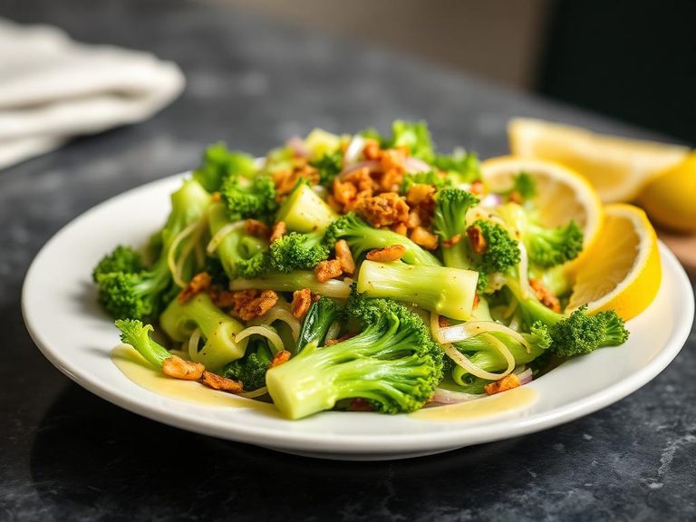 Raw Broccoli Stalk Salad with Lemon Dressing