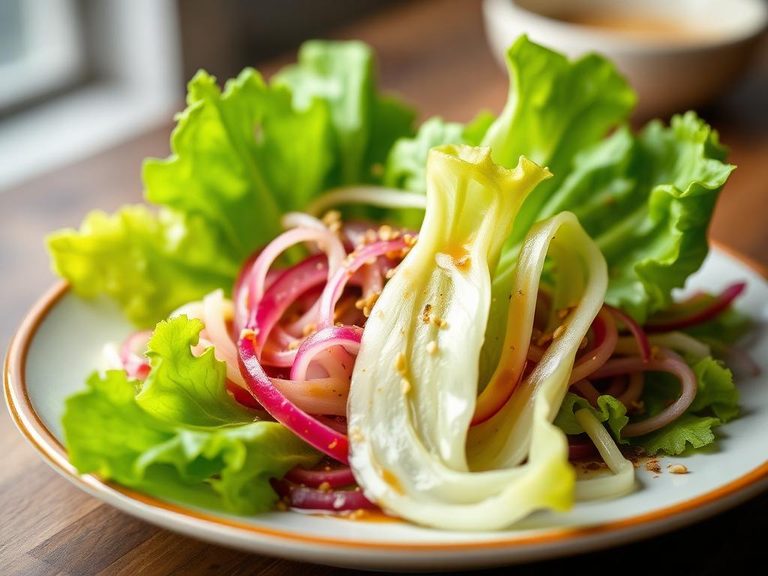 Raw celtuce salad with sesame dressing