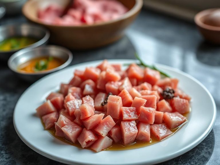 Raw, diced meat with seal oil