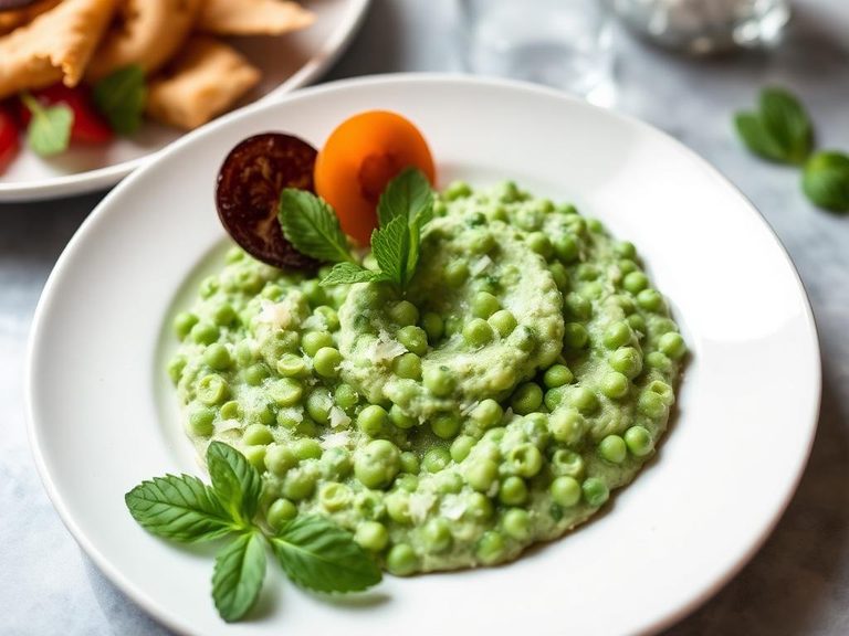 Raw sprouted pea and mint dip