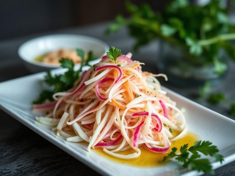 Raw turnip slaw or salad with vinaigrette
