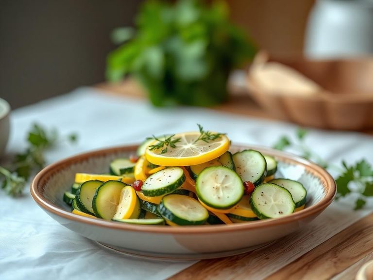 Raw zucchini salad with lemon and herbs