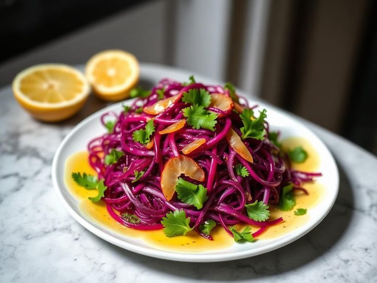 Red cabbage salad with citrus dressing